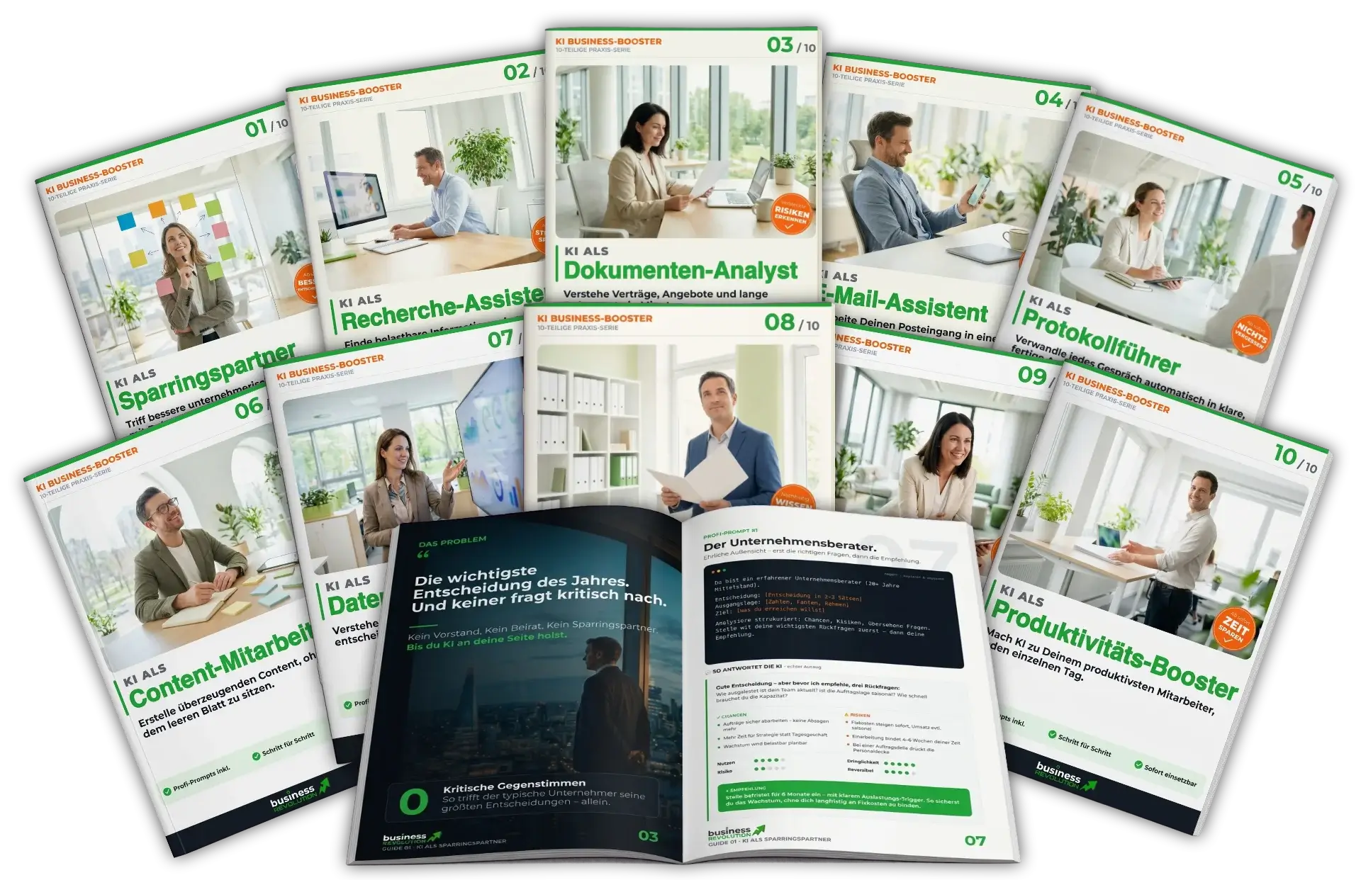 KI BUSINESS-BOOSTER – 10-teilige Praxis-Serie, alle Guides im Überblick